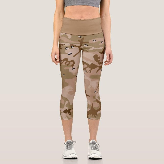 Leggings Capri Camouflage Désert Avec Galets, Militaire, Armée (Recto)