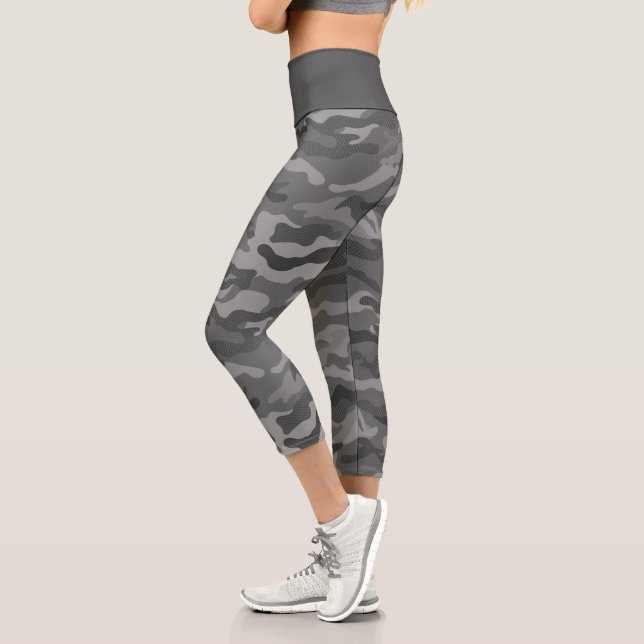 Leggings Capri Camouflage Gris Militaire Camo (Gauche)