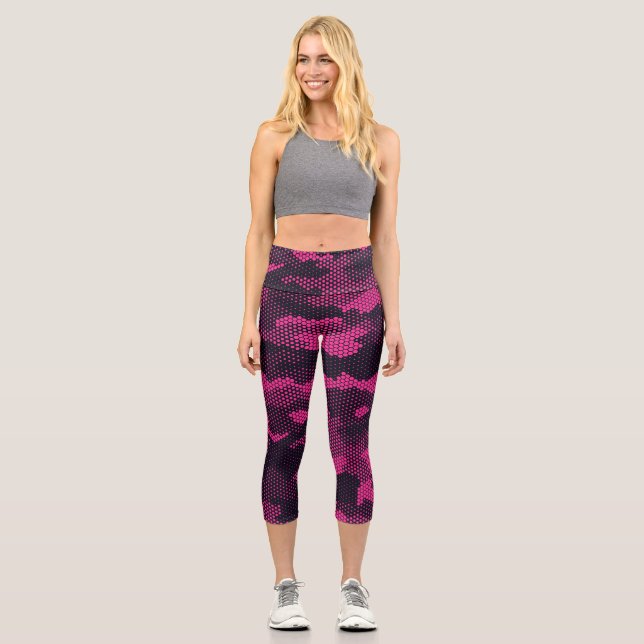 Leggings Capri Camouflage hexagonal, texture militaire arrière -  (Recto)