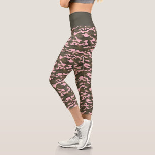 Leggings Capri Camouflage mignon Gris & Bonbons Rose
