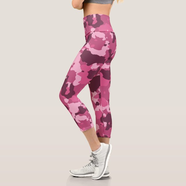 Leggings Capri Camouflage Militaire Rose Camo (Gauche)
