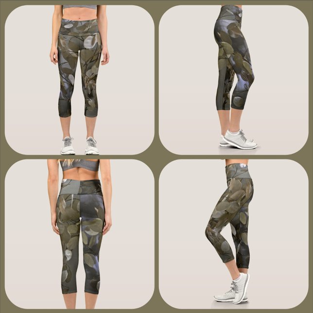 Leggings Capri Camouflage Vert et Gris Féminin (Créateur téléchargé)