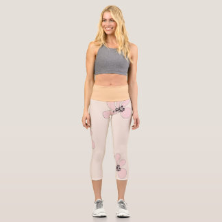 Leggings Capri capri à fleurs roses