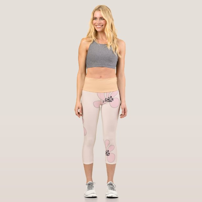 Leggings Capri capri à fleurs roses (Recto)