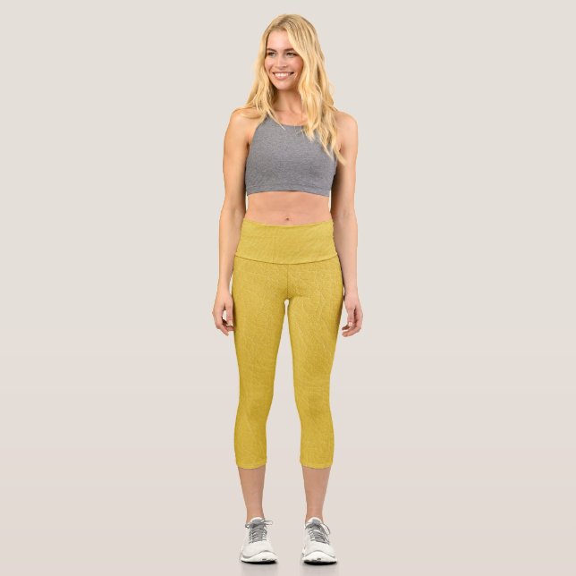 Leggings Capri Capri en cuir jaune (sosie) (Recto)