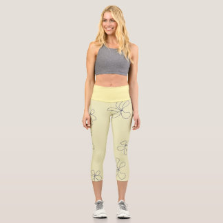 Leggings Capri capri fleur jaune