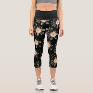 Leggings Capri Capri Fleurie à Haute Taille
