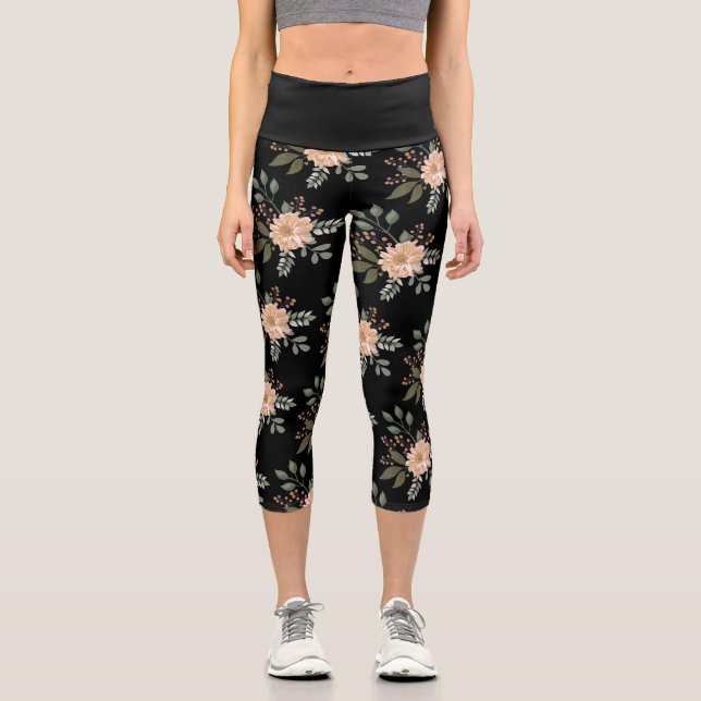 Leggings Capri Capri Fleurie à Haute Taille (Recto)