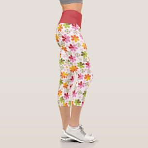 Leggings Capri Capri Floral Coloré Haute Taille