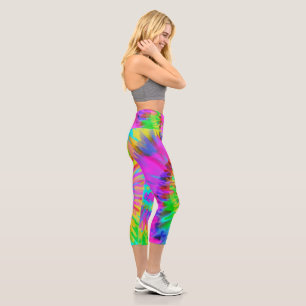 Leggings Capri Capri Haute Taille De Neon Tie Dye Swirl