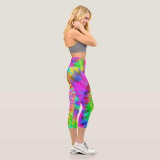 Leggings Capri Capri Haute Taille De Neon Tie Dye Swirl