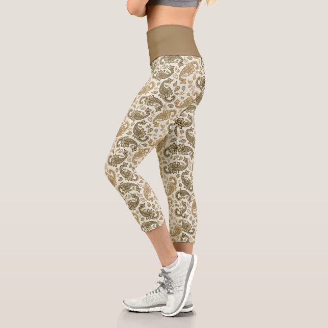 Leggings Capri Capri Motif haute taille beige-Brown (Gauche)