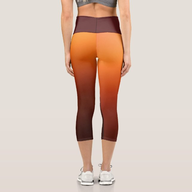 Leggings Capri Capri orange et Brown couleur Ombre (Verso)