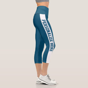 Leggings Capri Capri Prussien Bleu & Blanc Personnalisé