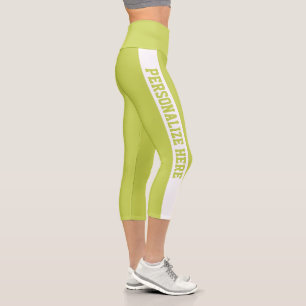 Leggings Capri Capri rayé jaune vert personnalisé