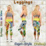 Leggings Capri CAPRI STYLE LEGINGS - "Rythme" -Abstrait   Jaune<br><div class="desc">Une image artistique abstraite intitulée "Rythme, Joie de vivre" (1912) de Robert Delaunay est présentée sur ces Leggings colorés de style Capri. Disponible en cinq tailles pour femmes (XS, S, M, L, XL). Voir la description "À propos de ce produit" ci-dessous pour des informations générales sur le dimensionnement et le...</div>