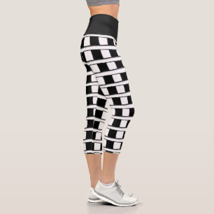 Leggings Capri Capri taille haute à carreaux noir et blanc