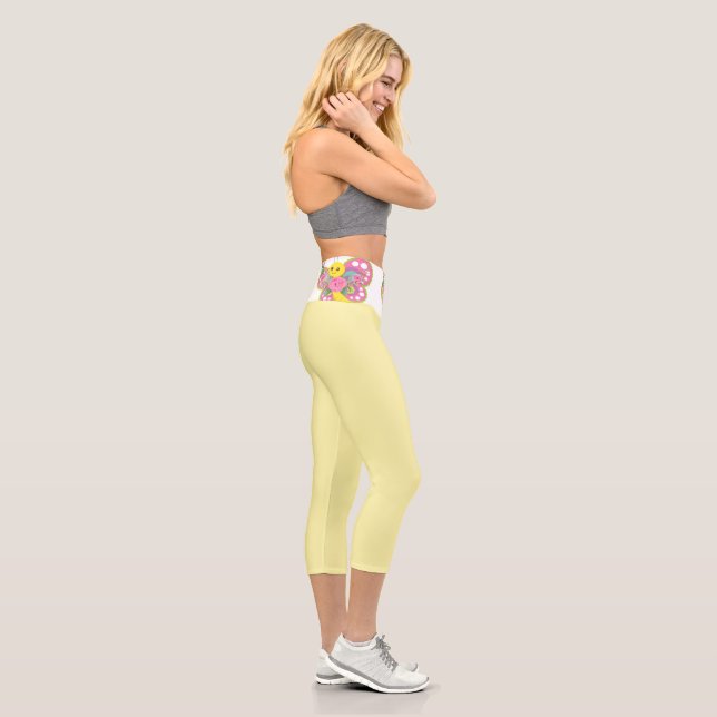 Leggings Capri Capri taille haute bébé jaune papillon à la taille (Droite)