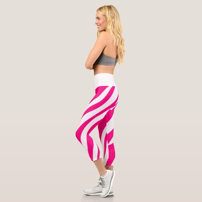 Leggings Capri Capri taille haute léopard rose vif (Gauche)