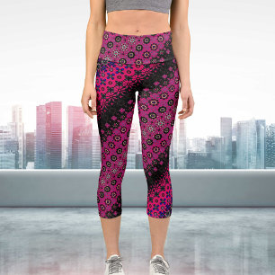 Leggings Capri Capris Abstrait à haut Motif rose chaud