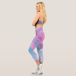 Leggings Capri Capris Abstrait turquoise, Turquoise, Rose