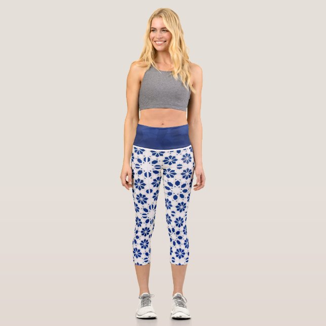 Leggings Capri Capris BLEU haute taille (Recto)