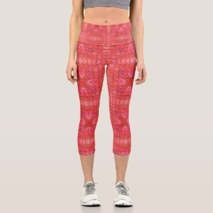 Leggings Capri Capris chic à haut taille avec design triangle rou