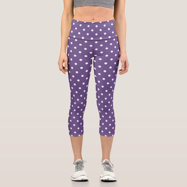 Leggings Capri Capris de Pois pourpres (Recto)