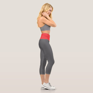 Leggings Capri Capris de yoga taille haute, bas gris taille rouge
