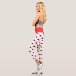 Leggings Capri Capris de yoga taille haute, rose rouge blanc bas 