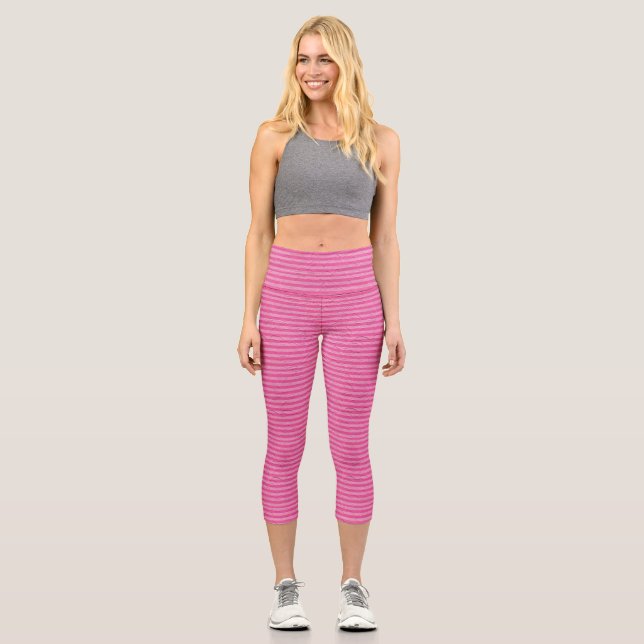 Leggings Capri Capris en bande rose (Recto)