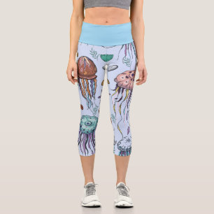 Leggings Capri Capris en bleu avec du poisson gelé