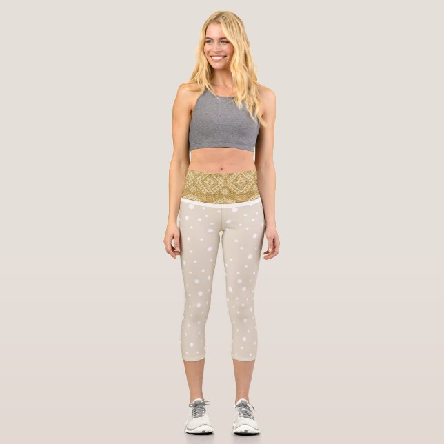 Leggings Capri Capris FLORAL À Haute Taille (Recto)