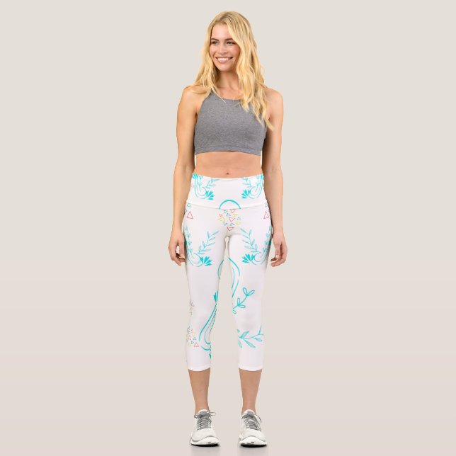 Leggings Capri Capris floraux géométriques à dégradé et taille ha (Recto)
