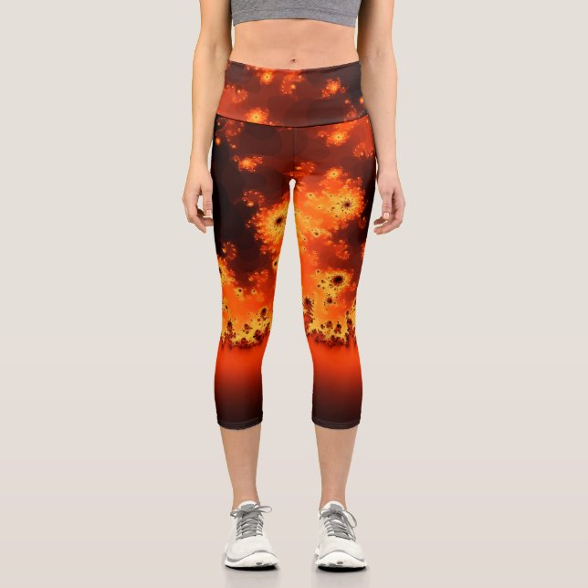 Leggings Capri Capris fragile de la flamme solaire (Recto)