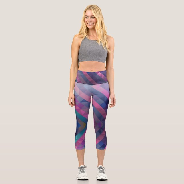 Leggings Capri Capris géométriques à taille haute personnalisable (Recto)