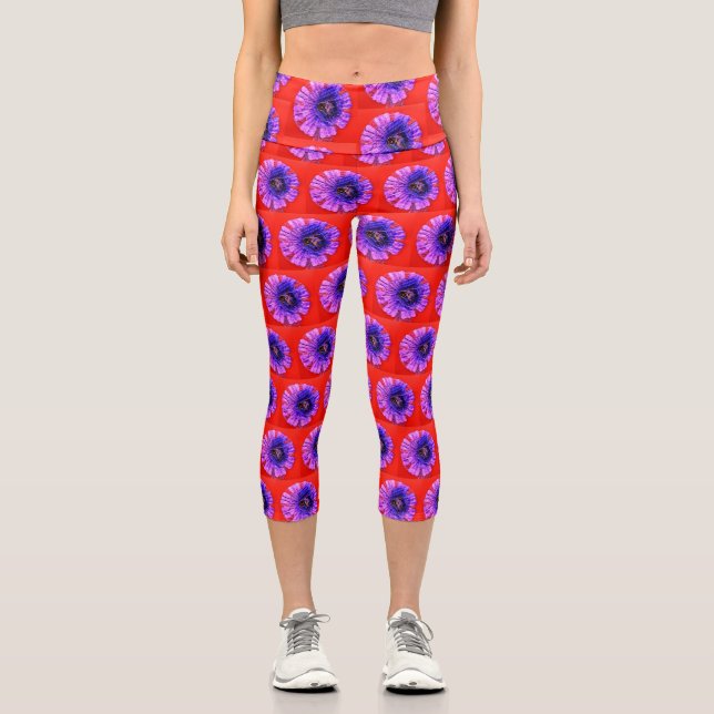 Leggings Capri Capris haut taille de fleurs (Recto)