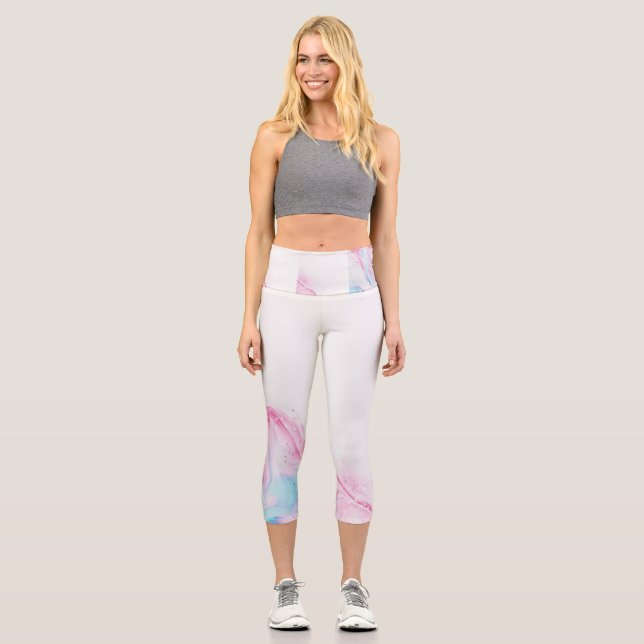 Leggings Capri Capris haut taille en marbre peint (Recto)