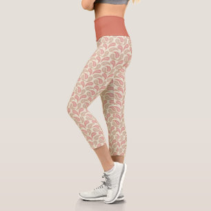 Leggings Capri Capris haut taille Motif en brique crème