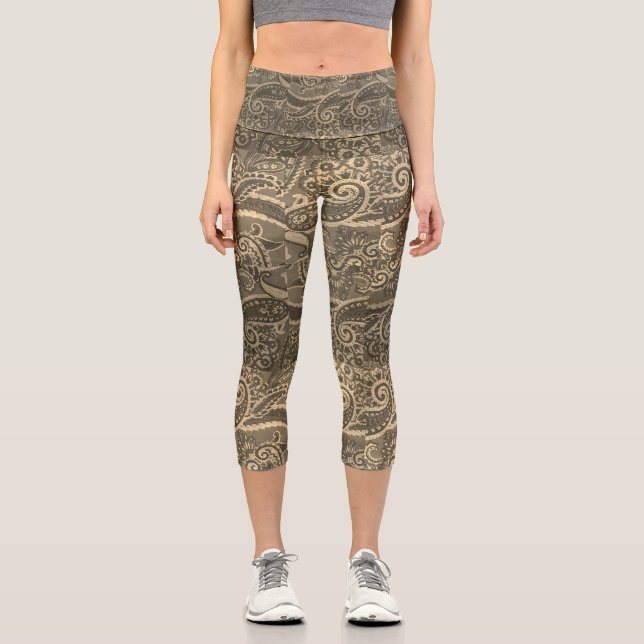 Leggings Capri Capris haut taille Paisley (Recto)