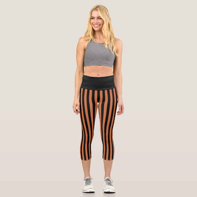 Leggings Capri Capris noir et orange (Recto)