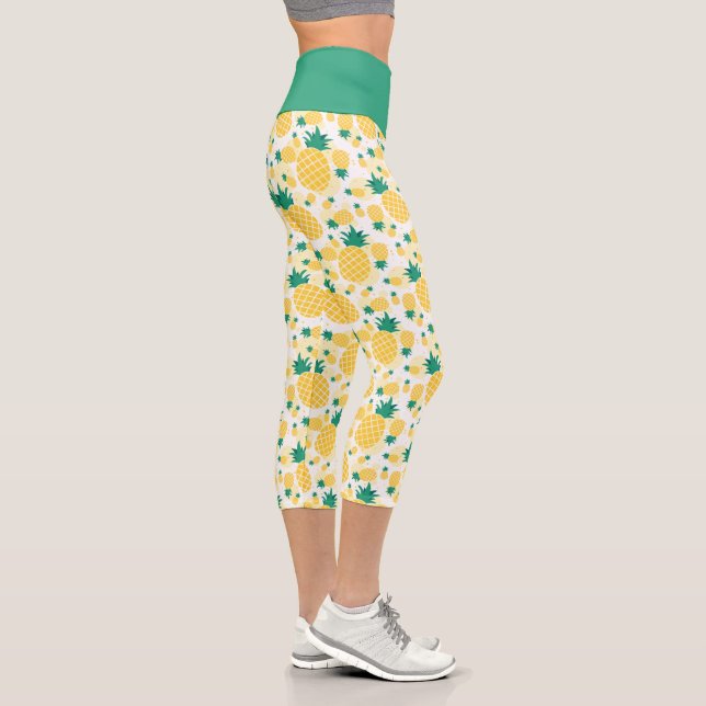 Leggings Capri Capris Taille Haute à Motif de Pineapple Tropical (Droite)