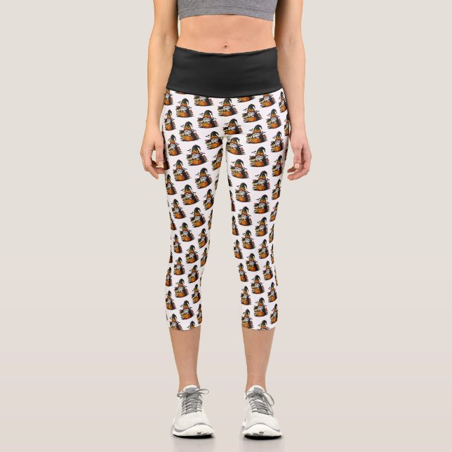 Leggings Capri Capris taille haute Gnome d'Halloween (Recto)