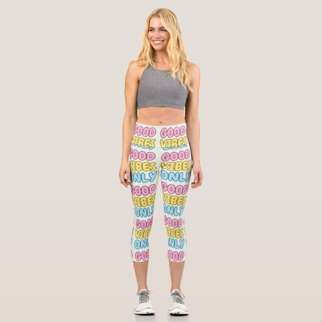 Leggings Capri Capris Taille Haute Good Vibes Only (Recto)
