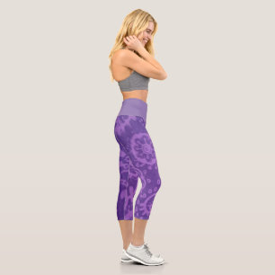 LEGGINGS CAPRI CAPRIS TAILLE HAUTE VIOLET BRILLANT MOYENNE TAILLE