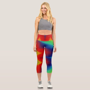 Leggings Capri Capris, Un design motif de tissu multicolore et te