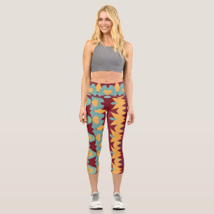 Leggings Capri Capris, un motif de tissu tendance multicolore des