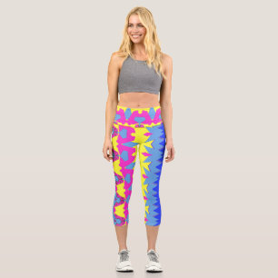 Leggings Capri Capris, un motif de tissu tendance multicolore des