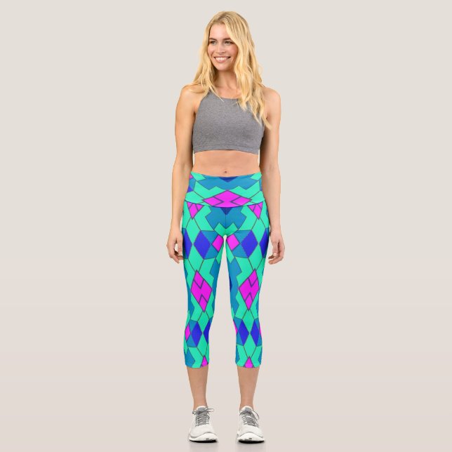Leggings Capri Capris, Un motif géométrique multicolore (Recto)