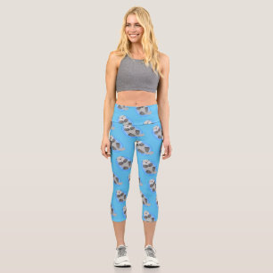 Leggings Capri Caricature bleu loutre de mer joyeux